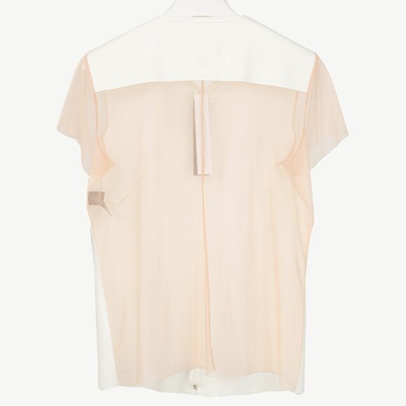 Marie Saint Pierre Nusar White Jersey Mesh-Trim Short-Sleeve Jacket - Picture 2 of 7